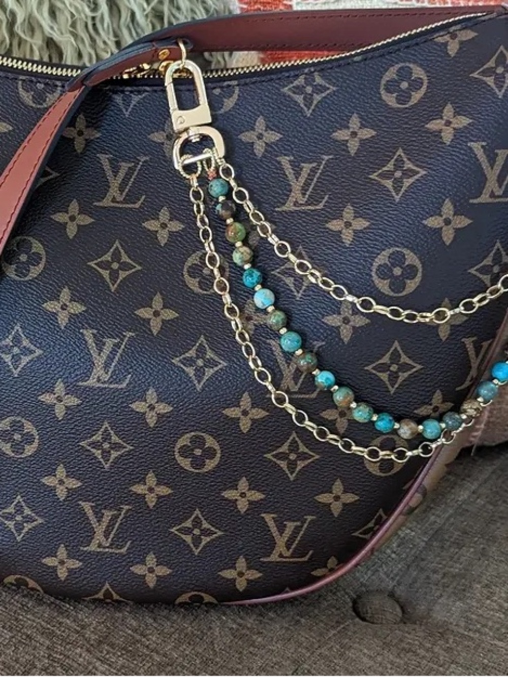 Leather & Vodka Turquoise Bag Chain NWT